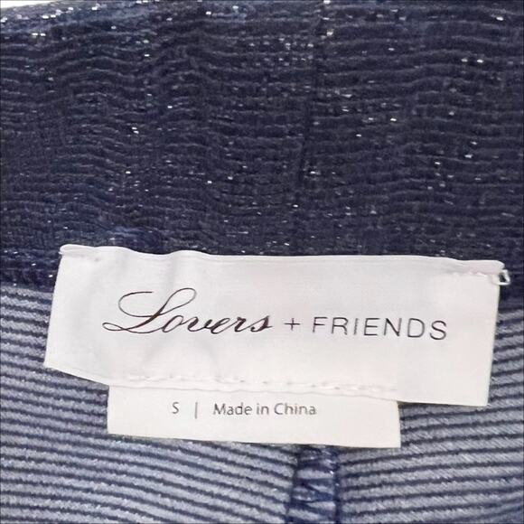 Lovers + Friends Ruby Cropped Pull On Pants in Navy Blue Metallic Size Small - Picture 6 of 7